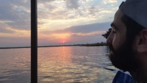 Por do sol no Rio Chobe, Overland Tour em Botswana
