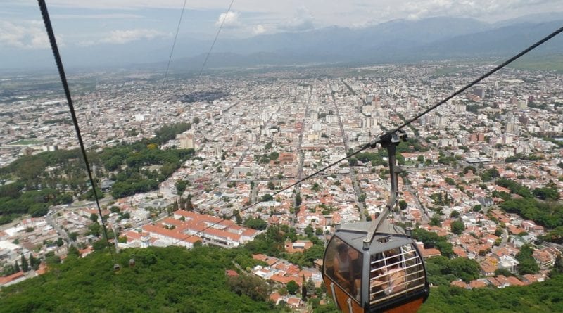Teleferico San Bernardo, na cidade Salta, Norte Argentino