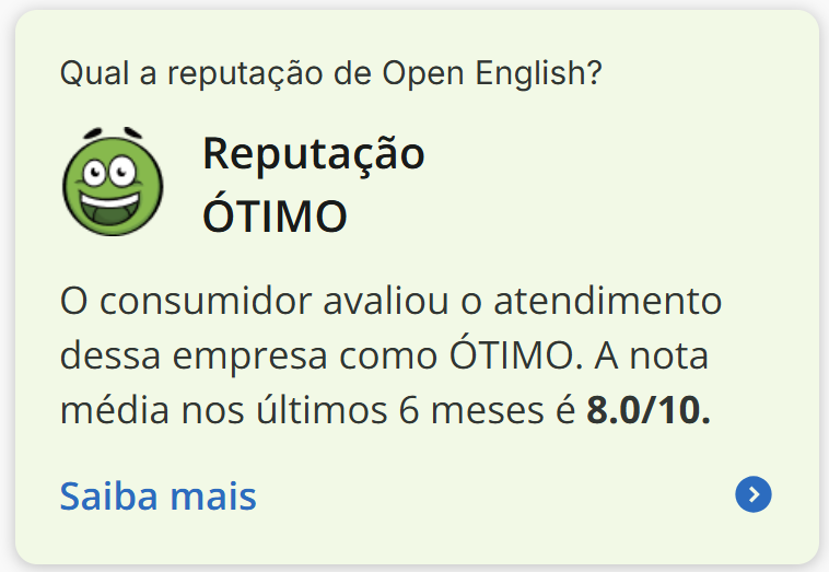 Open English 8 de 10 no Reclame aqui